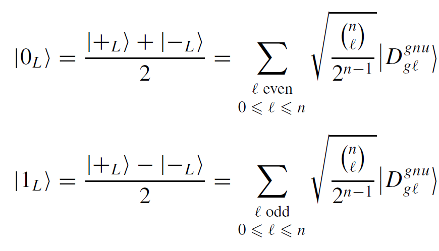 The logical codewords of gnu codes is given here. Gnu codes are permutation-invariant codes that are completely specified by three parameters: g, n, and u.